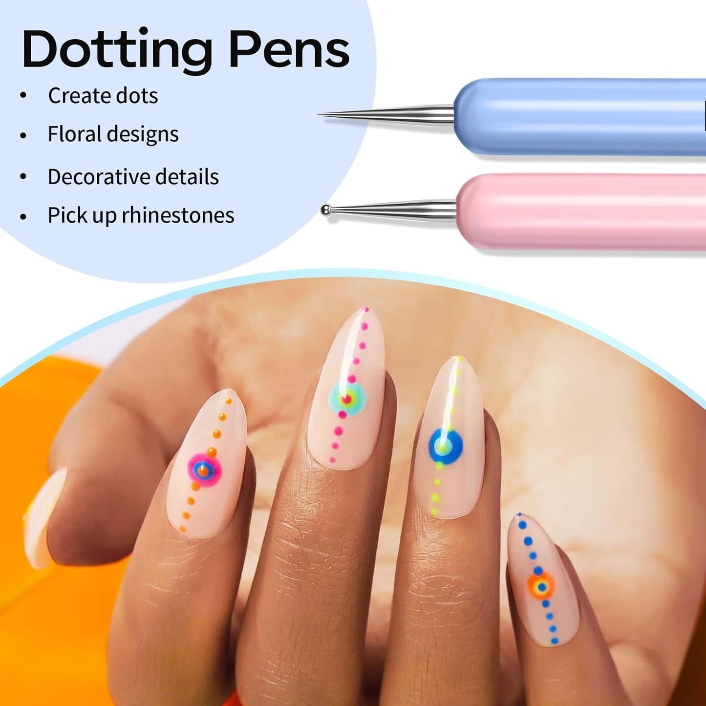 Modelones Nail Art Brushes Set, Nail Brush kit Gel Polish, Extension Gel, Liner, Clean up, Carving, Apex Building, Dotting Pens Professional Tools for Drawing Painting 3D Design Salon & DIY Use