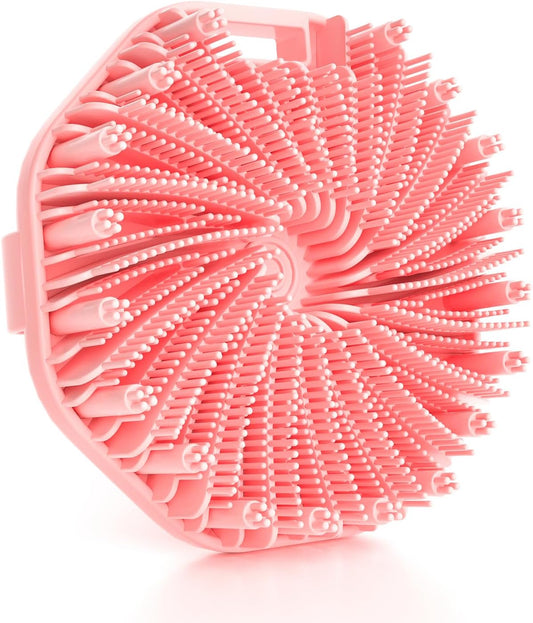 Silicone Body Scrubber, Exfoliating Body Wash Scrubbers Exfoliator, Shower Body Brush for Effective Showering Exfoliation and Gentle Massage (Pink)
