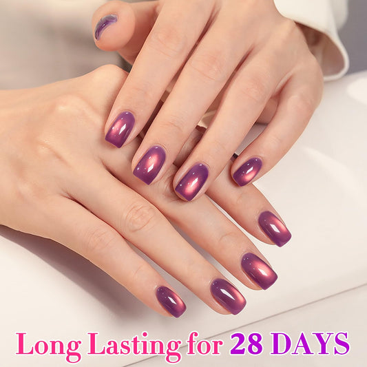Double Rhythm 0.5 OZ Cat Eye Gel Polish with Magnet 15ML Holographic Glitter Shimmer Translucent Jelly Color Magnetic Nail Polish Salon DIY at Home (Drak Purple-MC1248)