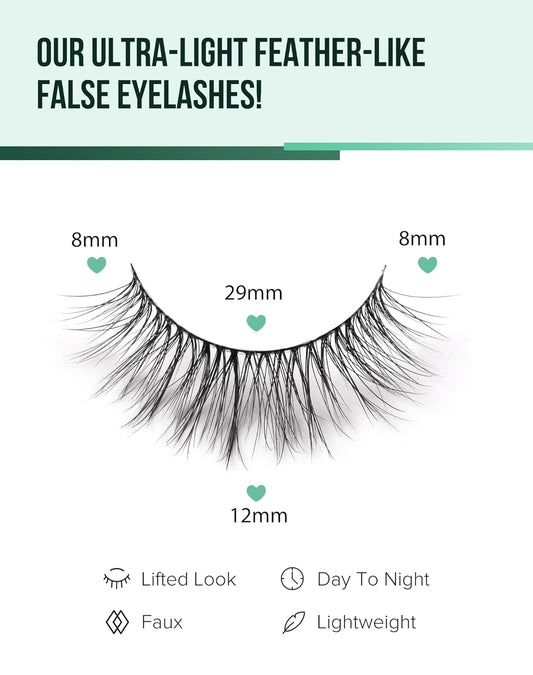 Natural Lashes Wispy False Eyelashes Natural Fake Lashes Fluffy Mink Lashes Short Strip Lashes Pack 7 Pairs