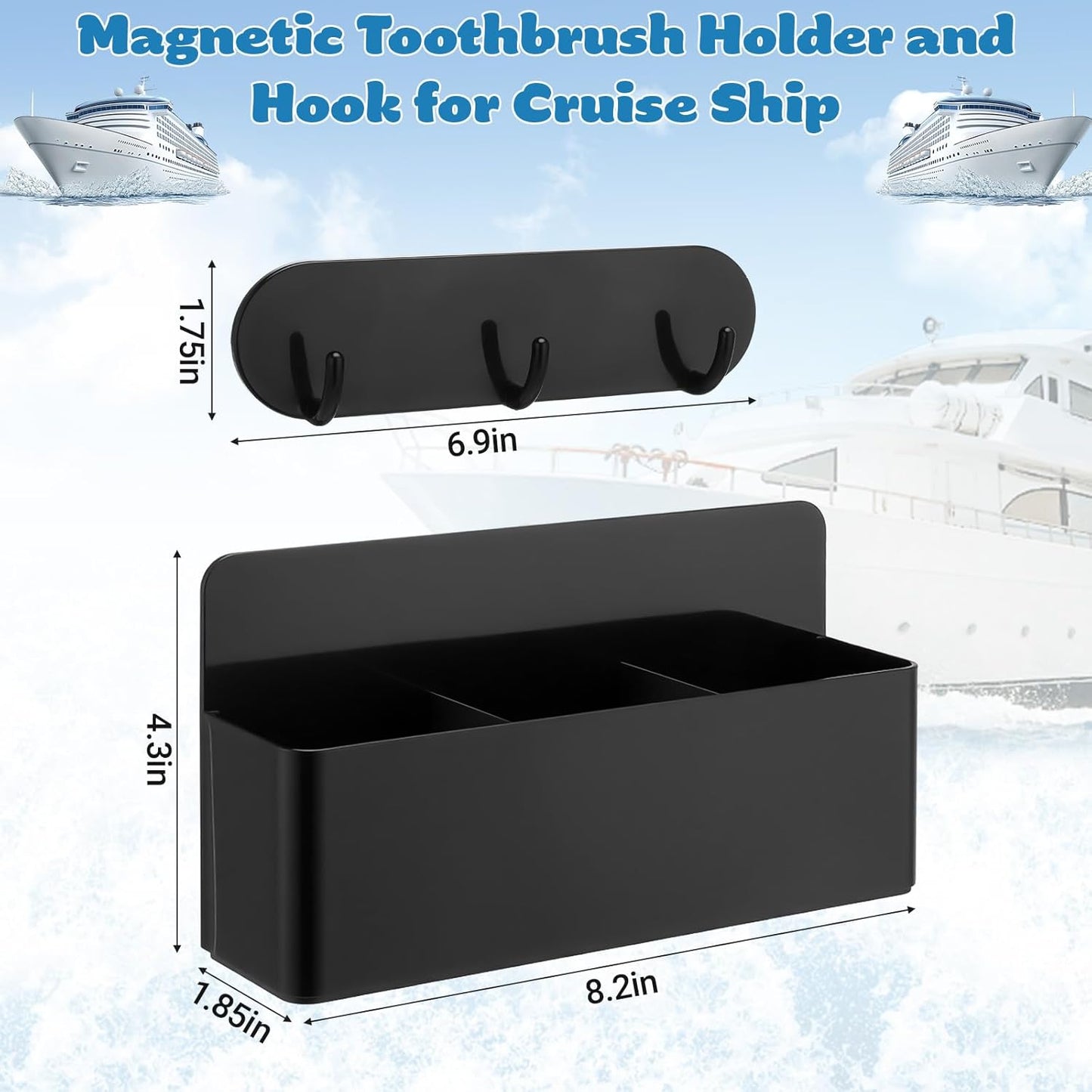 Juome Cruise Ship Essentials 2025 Magnetic Toothbrush Holders, Royal Caribbean Alaskan Cruise Must Haves, Magnetic Hooks for Cruise Cabins, Metal Magnet Hooks for Cruise Ship Walls
