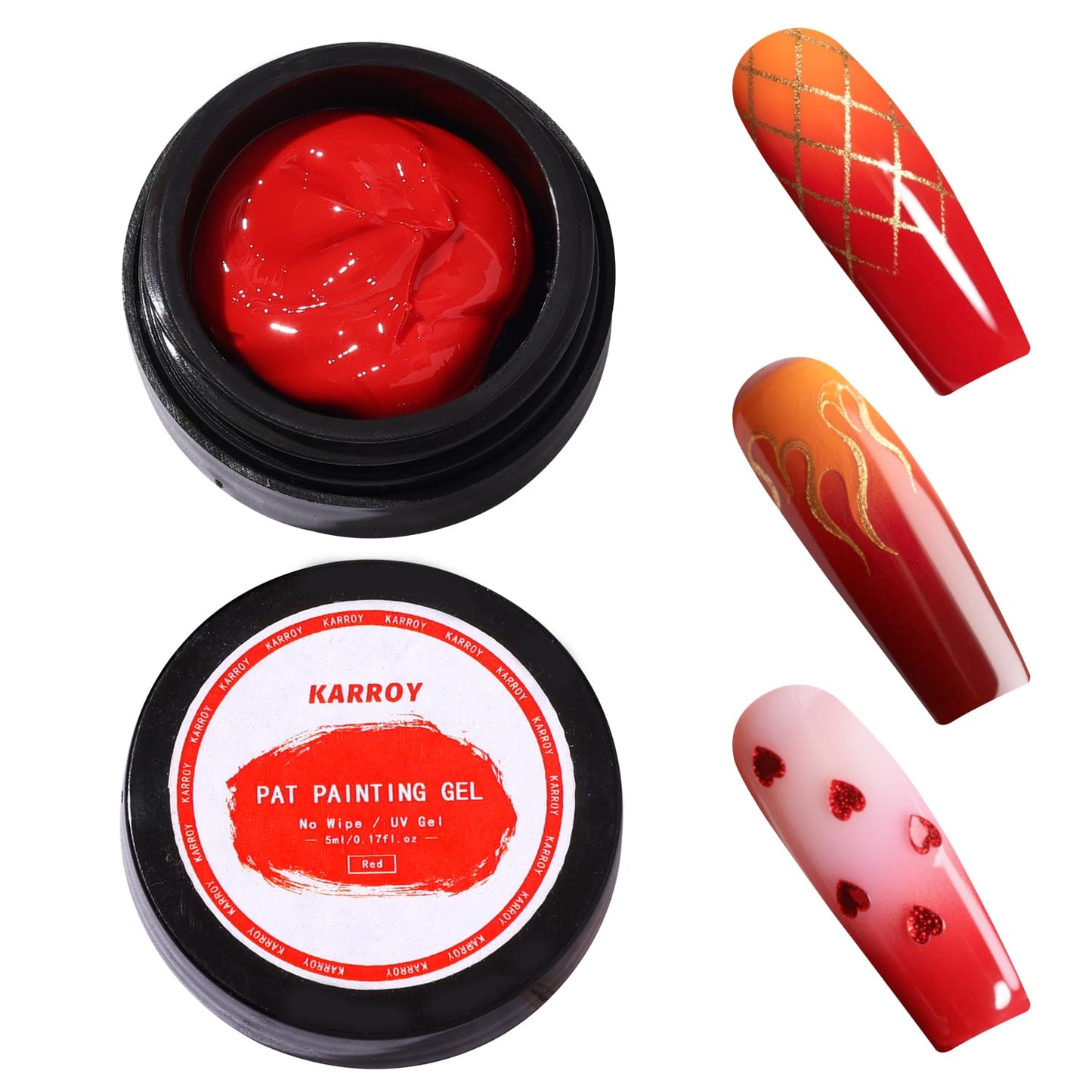 Sponge Pat Paint Nail Gel, Blending Colors Ombre Nails Gradient Gel Nail Blush Blooming Aura Nails Drawing Stripper Floral Painting Nail Art, No Wipe, UV/LED Curing 5ml 1PC (Red)