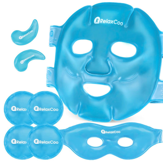 Ice Face Eye Mask for Dark Circles and Puffiness Cold Warm Compress, Gel Cold Cooling Face Mask Package for Women and Men, Migraines, Headache, Stress and Relaxation blue