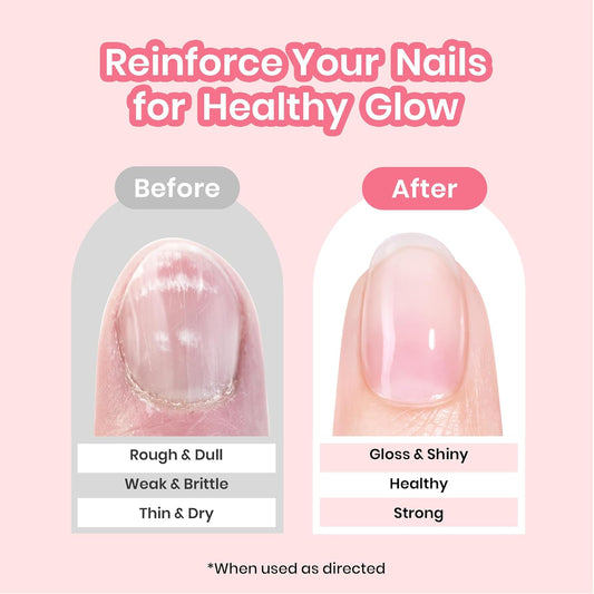 Beetles Nail Strengthener, Air Dry Pink Neutral Nail Polish Strengthener and Growth Nail Growth Treatment Nail Strengthener for Thin Nails and Growth