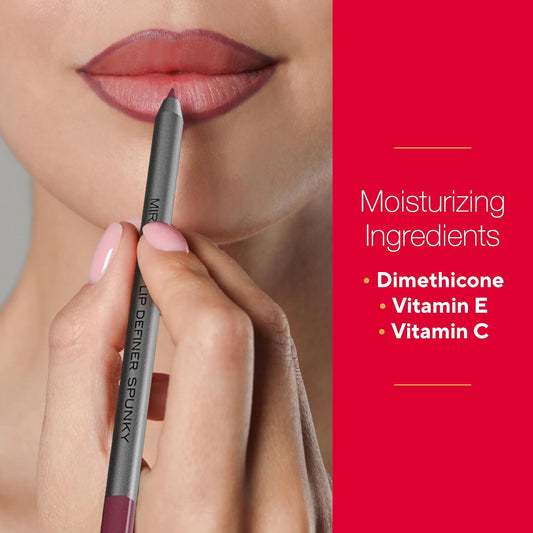 Mirabella Line & Define Lip Definer Lip Pencil, Smoothing & Moisturizing Retractable Lip Liner with Long-Lasting & Ultra-Creamy Formula, Antioxidants Vitamin C & E, & Built-In Sharpener - Sassy