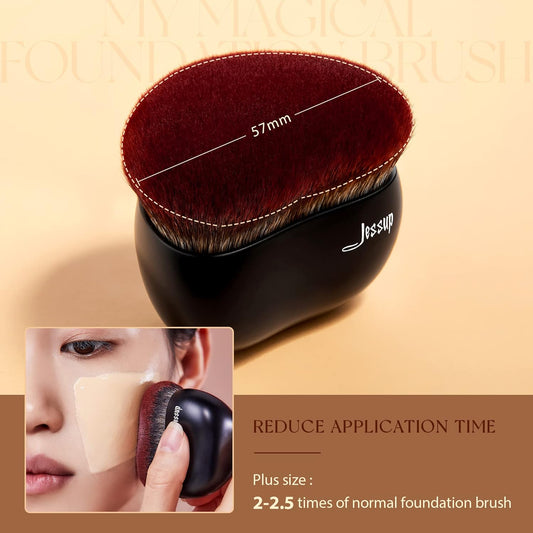 Jessup Foundation Brush Large Kabuki Makeup Brush for Face Body Blending Buffing Stippling Liquid Powder Cream Flawless with Gift Box, Black SF001
