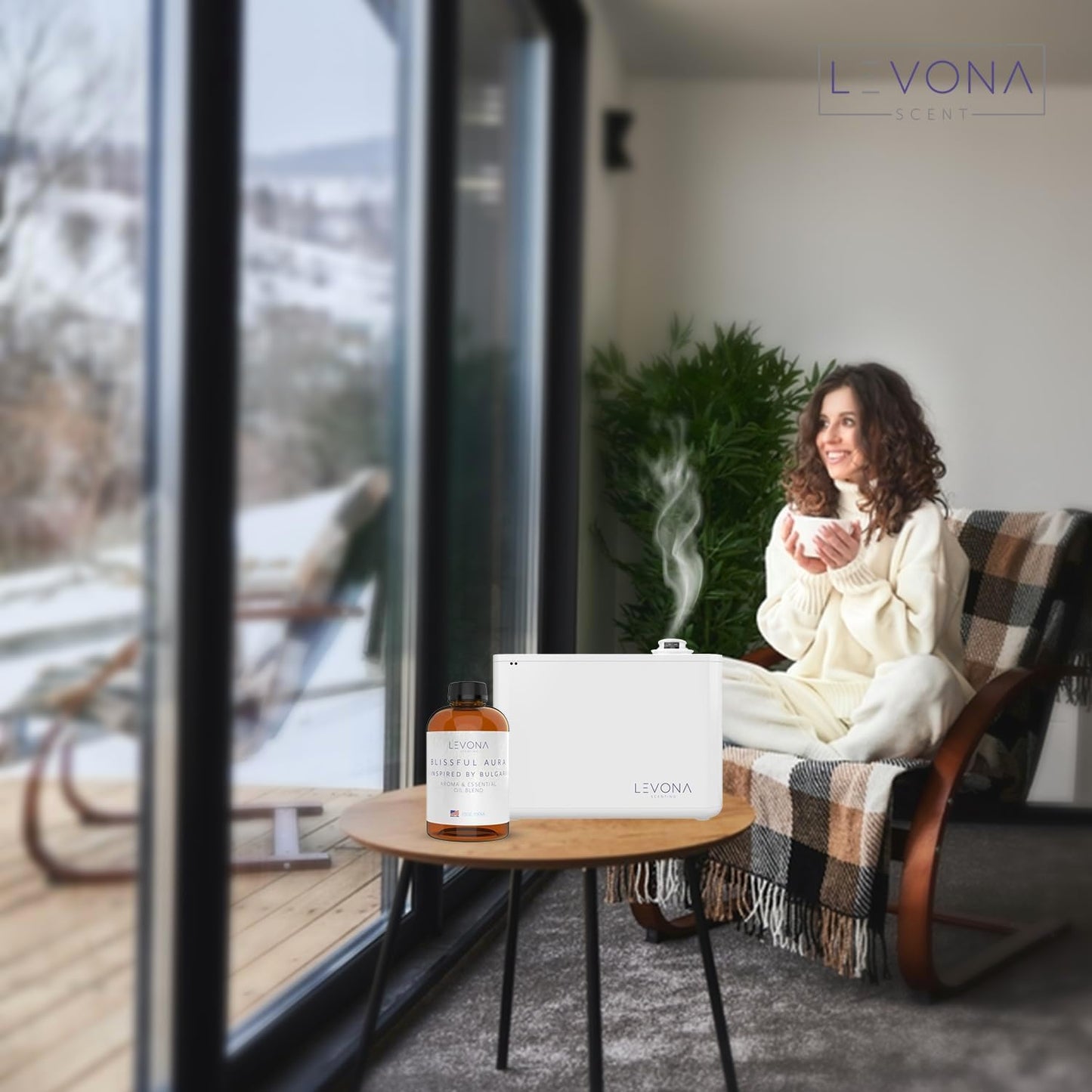 Levona Scent Essential Oils for Diffuser: Blissful Aura Diffuser Oil with Notes of Amber, Musk & Jasmine - Home Luxury Scents for Hotel - Fragrance Oil - 700 Ml Essential Oil