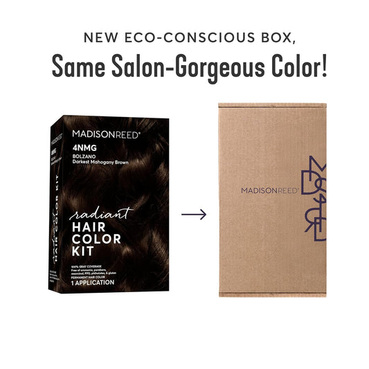 Madison Reed Radiant Hair Color Kit | 4NMG Darkest Chocolate Brown with Warm Mahogany Tones (Bolzano) for 100% Gray Hair Coverage | Dimensional Permanent Hair Dye | PPD-Free & Ammonia-Free | 2 Pack