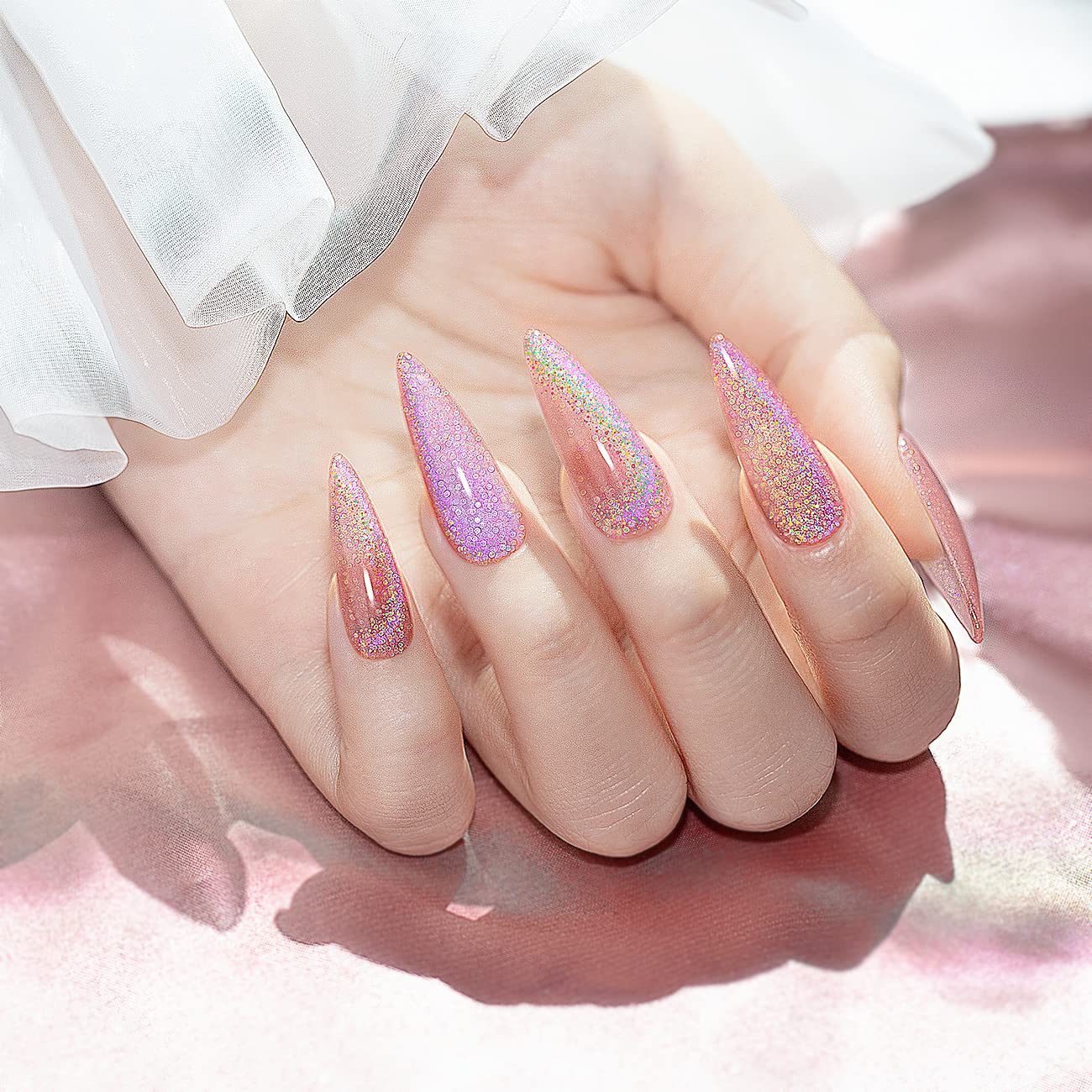 RARJSM Cat Eye Gel Nail Polish, Galaxy Chameleon Magnetic Gelpolish Rose Gold Holographic Glitter Gel Soak Off U V L E D DIY Manicure Art for Salon Designs and Home DIY 7.5ML/0.26fl oz