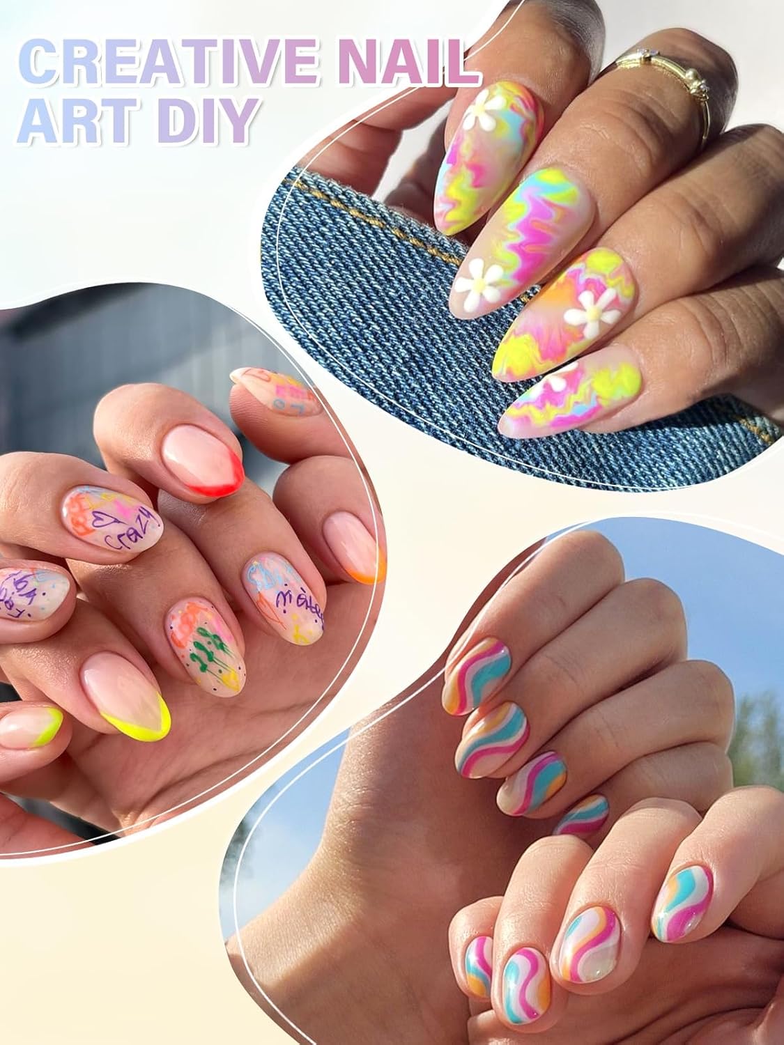 EBANKU 36 Colors Nail Art Pens Set, Quick Drying Nail Polish Pens 3D Soft-Tip Acrylic Paint Nail Pens for Nail Art, Nail Point Dotting Liner Pen Sets for Home & Salon Nail DIY Art Design Tools