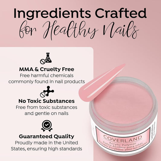 Tones Coverland Acrylic Nail Powder "Millennial Pink" - Limited Edition Acrylic Powder for Nail Design, Sculpting, and Masking Nail Bed Imperfections - Professional Acrylic Nail Supplies - (1.5 Oz)