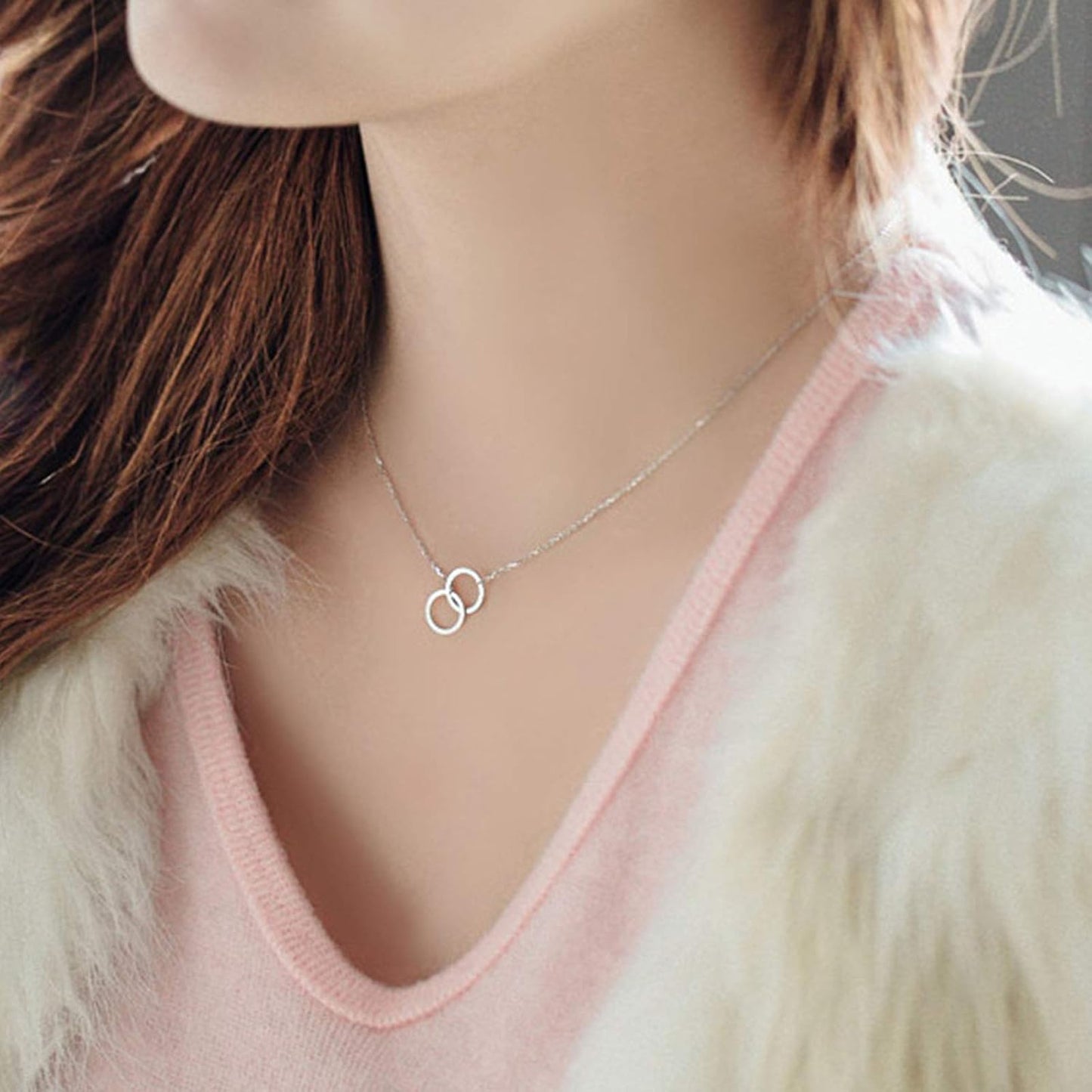 Creative Y-shaped Necklace Hollow Ring Necklace Chain Jewelry Accessories for Women and Girls
