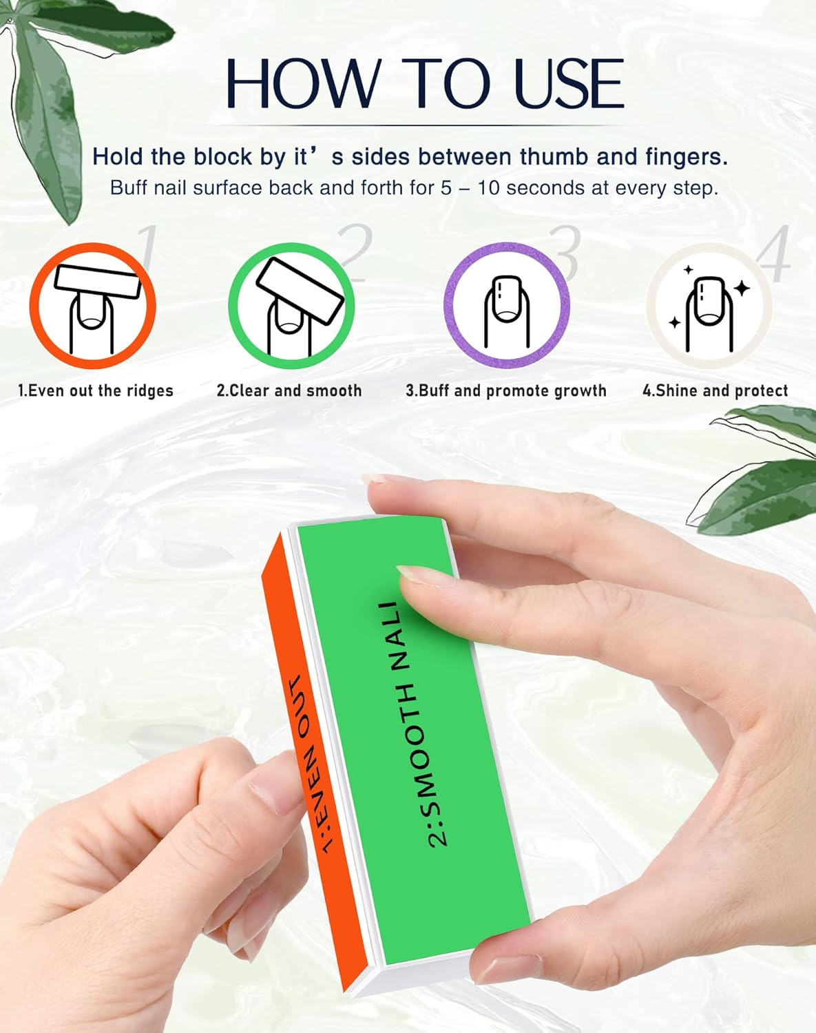 Maryton Professional Nail Buffer Block - Ultimate Shine Nail Buffing Block with 4 Way Buffing Methods, Smooth & Buff & Shine All-in-one Buffer for Optimum Natural Nail Care, 2 Count