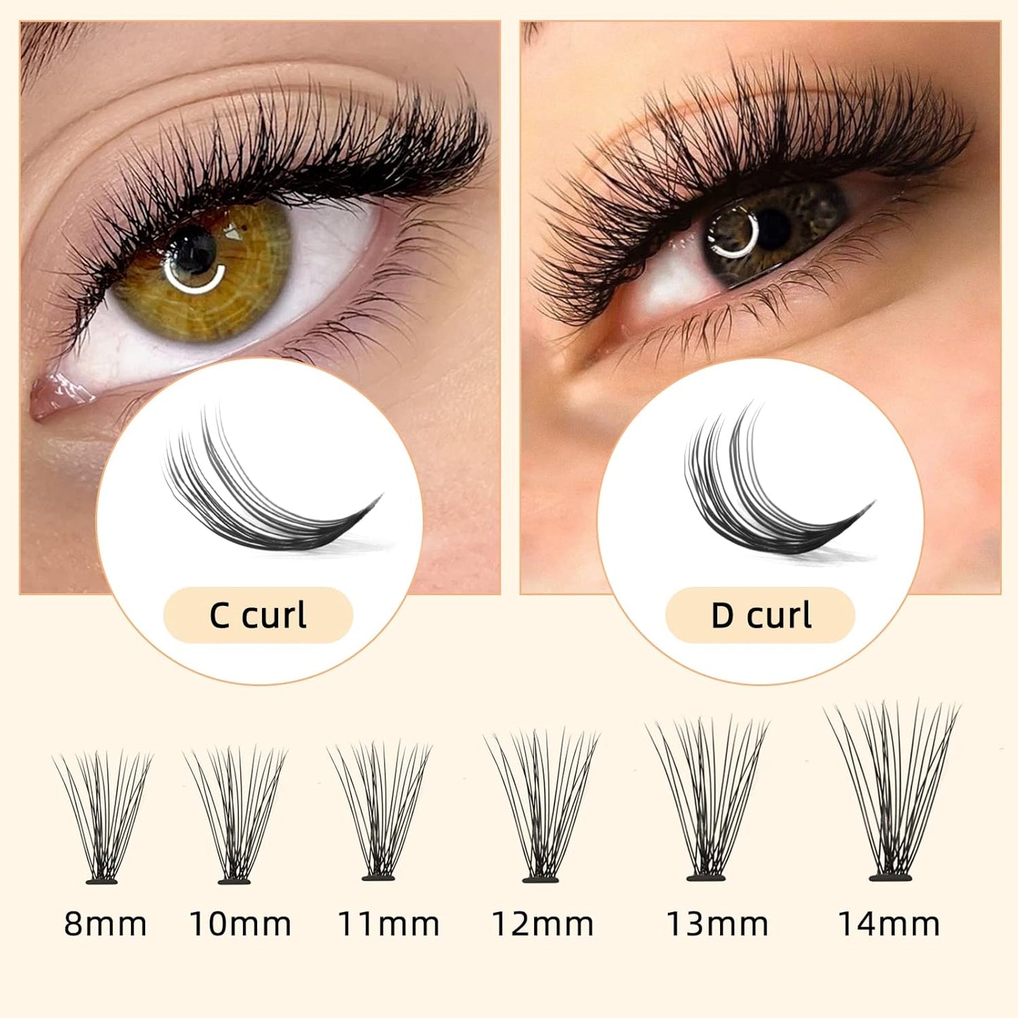 QUEWEL Cluster Lashes 240Pcs Individual Lashes 20D 0.07C Curl 12mm Knot-Free Lash Extensions Clusters Lashes Soft&Natural False Eyelashes Individual DIY Eyelash Extension at Home(20D 0.07C 12)