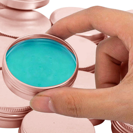 0.5 Ounce Aluminum Tin Jar with Screw Cap 15mL Tin Cans Refillable Containers for Cosmetic, Lip Balm, Cream, Lotion, Balms, Spices, Salve, Rose Gold 40 Pcs