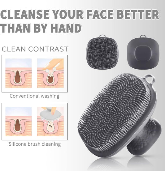 VWMYQ Face Scrubber Face Scrubber for Men Facial Cleansing Brush Silicone Face Wash Brush Manual Waterproof Cleansing Skin Care Face Brushes for and Exfoliating (Gray)