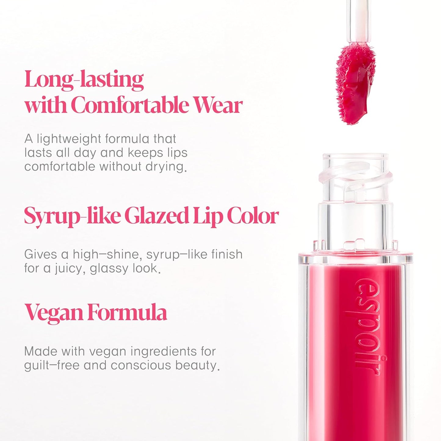 Espoir Couture Lip Tint Glaze #13 Bold Berry 0.14oz | Volumizing Lip Stain with Syrupy Shine | Long-Lasting & Vibrant Color for Radiant Lip Look | Moisturizing & Glossy Lip Tint | Korean Lip Makeup