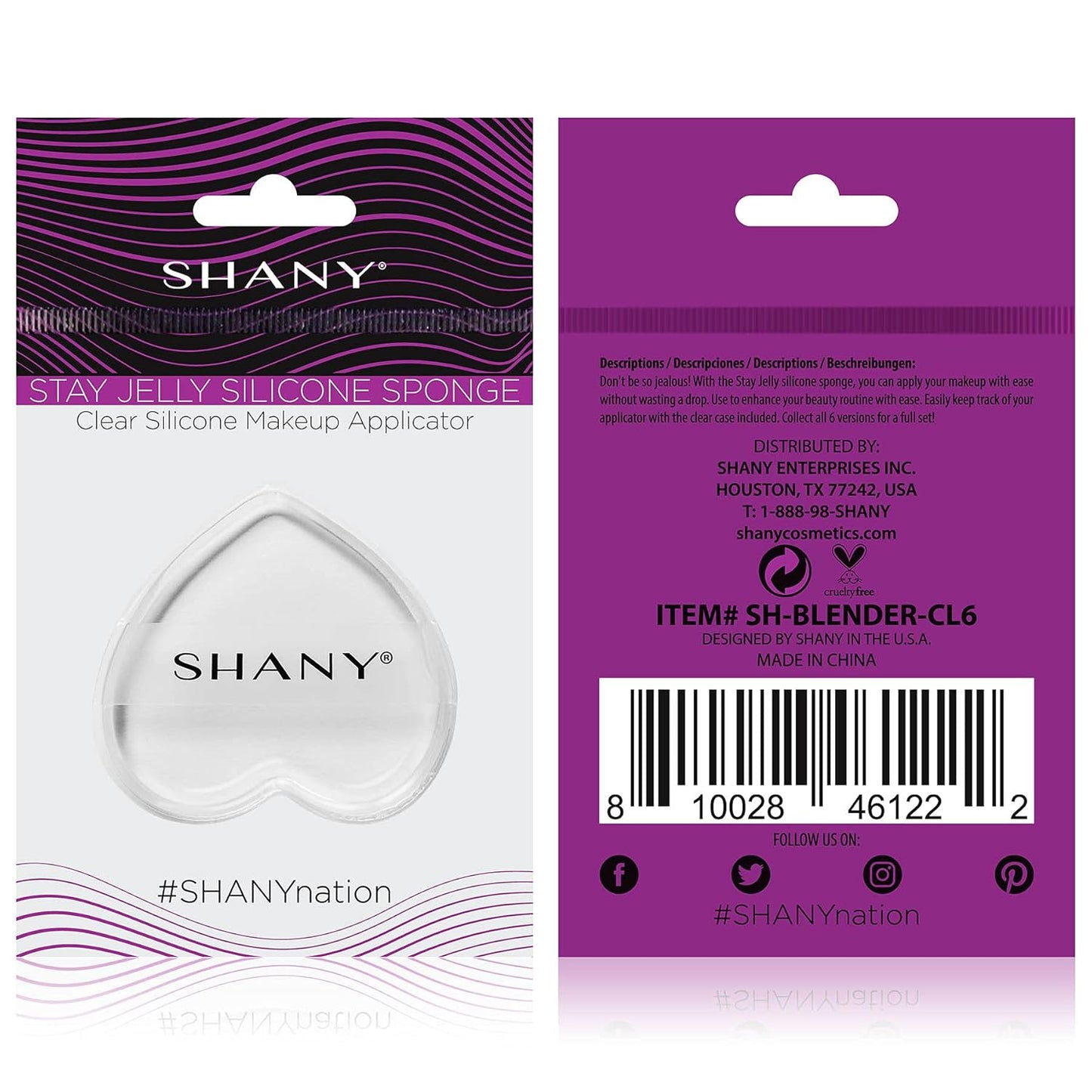 SHANY Stay Jelly Silicone Sponge - Clear & Non-Absorbent Makeup Blending Sponge for Flawless Application with Foundation - HEART (Pack of 2)