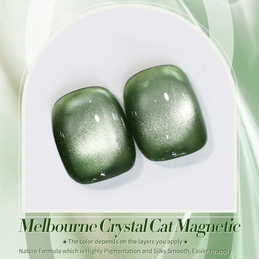 BORN PRETTY Cat Magnetic Eye Gel Nail Polish,Dark Emerald Jelly Glass Magnetic Gel Polish,Green Glitter Soak Off Nail Art Salon Manicure Home Gift 15ml