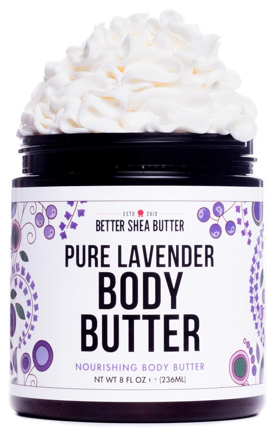 Lavender Body Butter with Shea Butter, Jojoba & Lavender Essential Oil - Natural Lotion for Women, Non-Greasy Moisturizer for Dry Skin, Whipped Body Cream