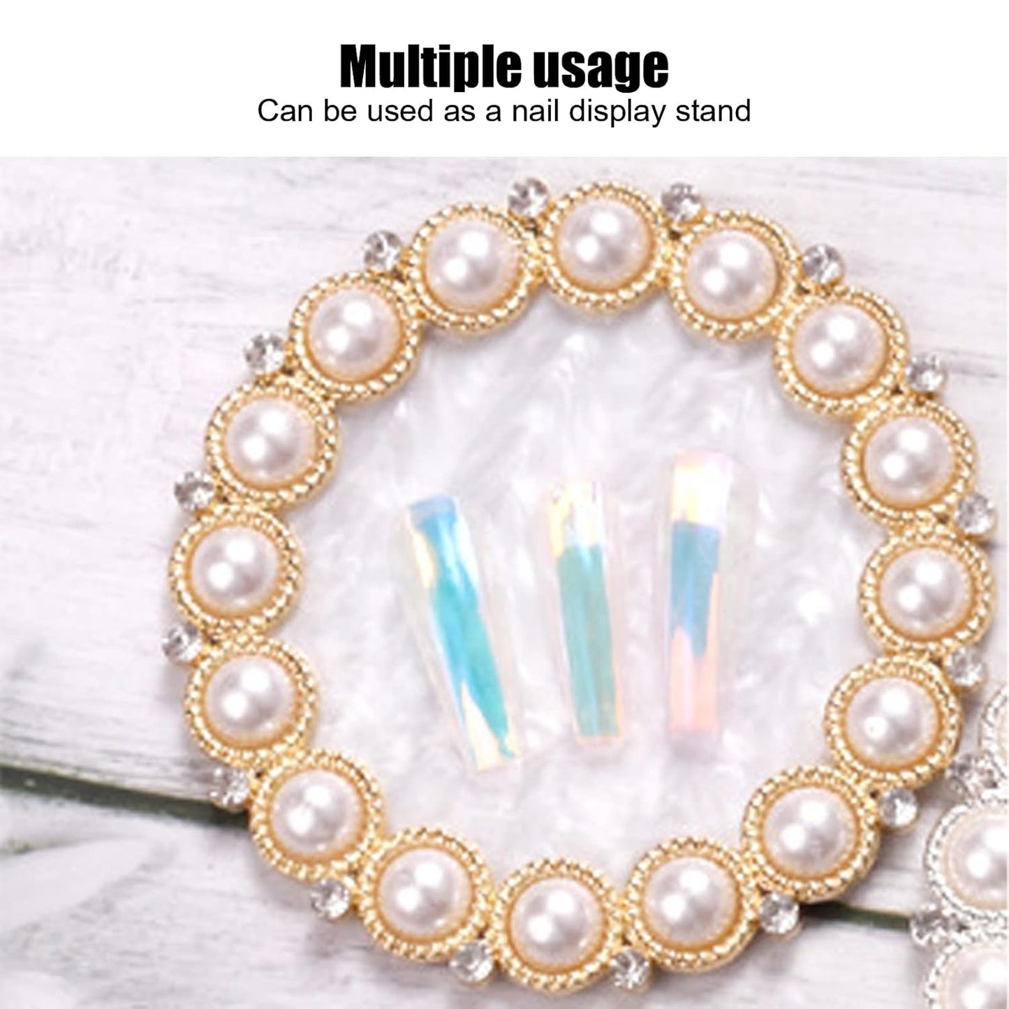 Resin Stone Nail Art Palette, Nail Art Display Board Cosmetic Nail Mixing Palette Drawing Color Mixing Nail Art Painting Gel Palette Tips Display Plate(Golden)