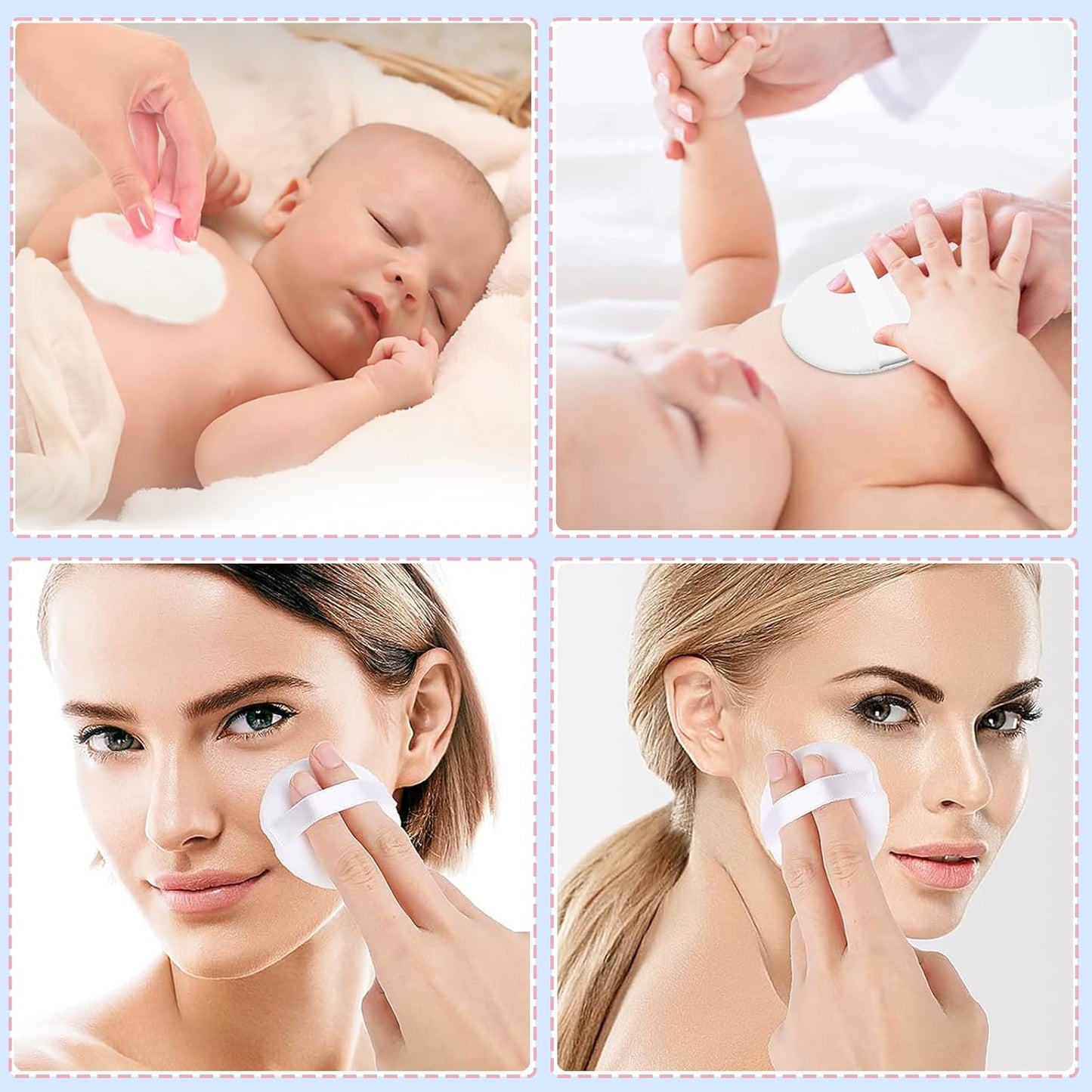 SHIMIDO Body Powder Puff and Container, 3.15" Portable Empty Body Powder Container for Baby Women's Loose Dusting Powder, Powder Case Box with Lids for Bath, Travel and Home Use (Dark&Big Flower)