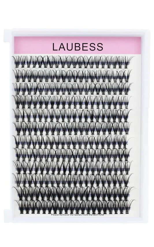 Lash Clusters LAUBESS Individual Lashes Waterproof Eyelash Clusters Mixed Tray Cluster Eyelash Extensions Soft Cluster Lashes for Beginners(20D-0.07D-12)