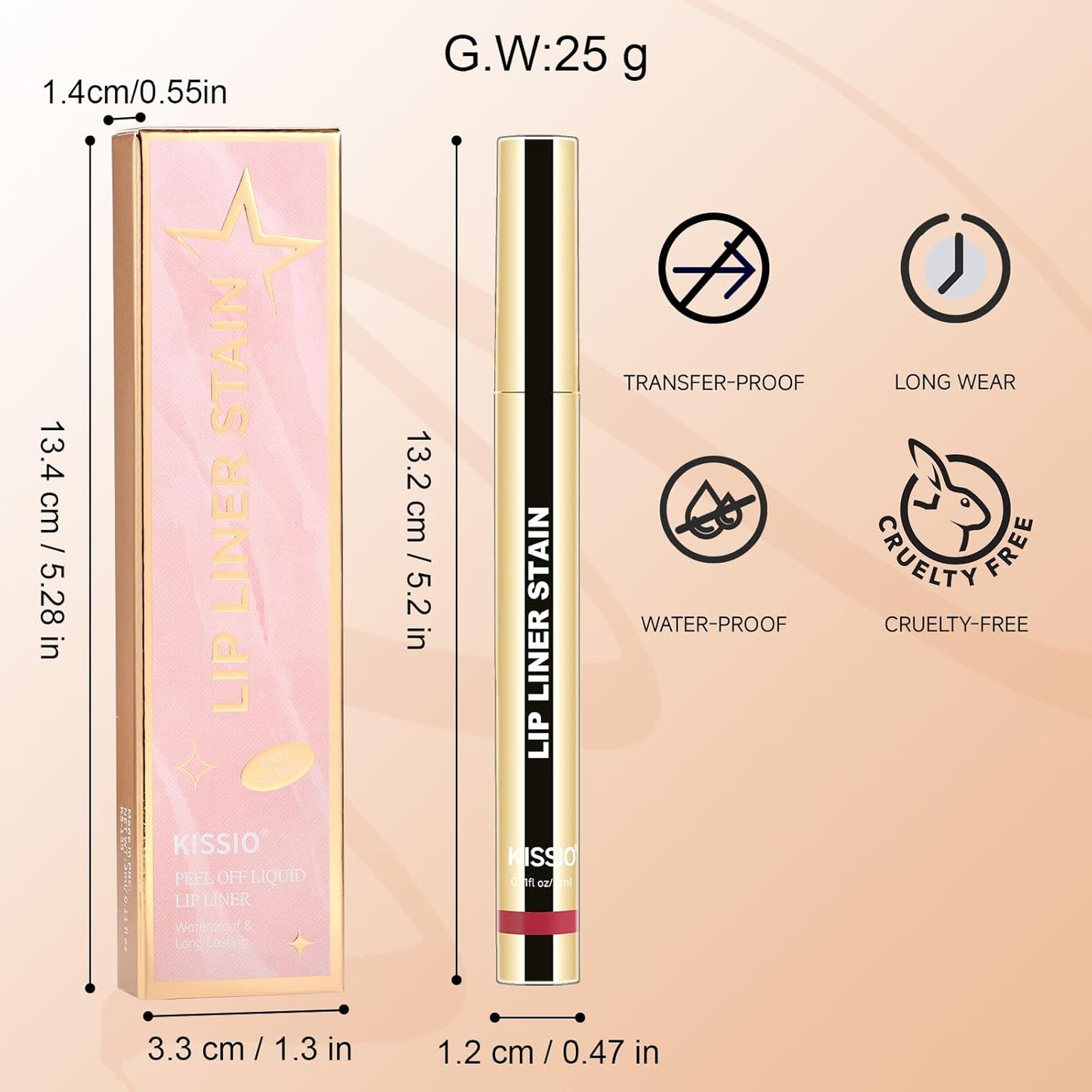 KISSIO Lip Liner Stain,Peel Off Lip Liner,Transfer Proof,Long Lasting and Waterproof,Lips Tint Tattoo,Natural Makeup Stain,Matte Finish,Berry