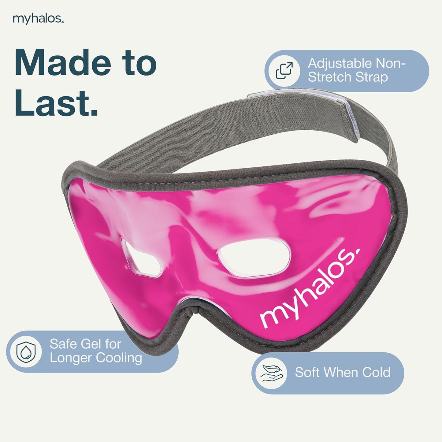 HM Cooling Eye Mask - Reusable Gel Cold Pack Soothes Puffy Eyes, Dark Circles & Hangovers - Relieve Headaches & Sinus Pain With Cold Therapy