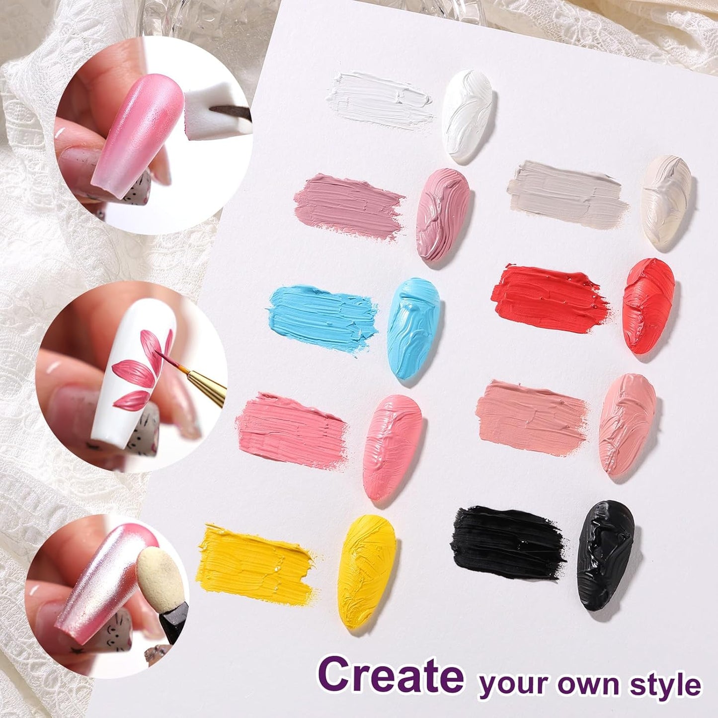 Gradient Painting Gel, 9 Colors Ombre Gel Nail Polish Oil Painting 3D Sculpture Effect for Pigment Pat Nails French Manicure DIY Nail Art Long-lasting Soak of UV/LED Artistic Inspiration