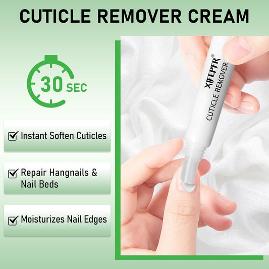 Cuticle Remover Kit, Cuticle Remover Cream, Cuticle Trimmer, Cuticle Pusher, Cuticle Nipper, Professional Cuticle Remover Tools Set, Stainless Steel Manicure Tools with 15ml Cuticle Softener