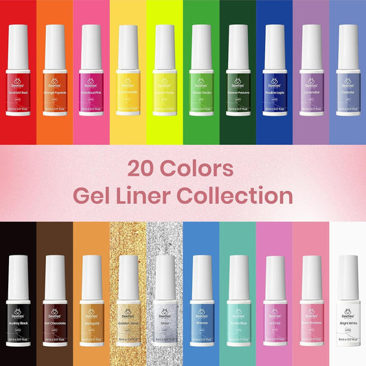 Beetles Gel Liner Nail Art Polish Set Pastel Gel Nail White Gold Red Glitter Neon French Tip Nails Polish Paint Swirl Built Thin Brush in Bottle Soak off Uv Lamp Nails Art Kit Gifts for Women