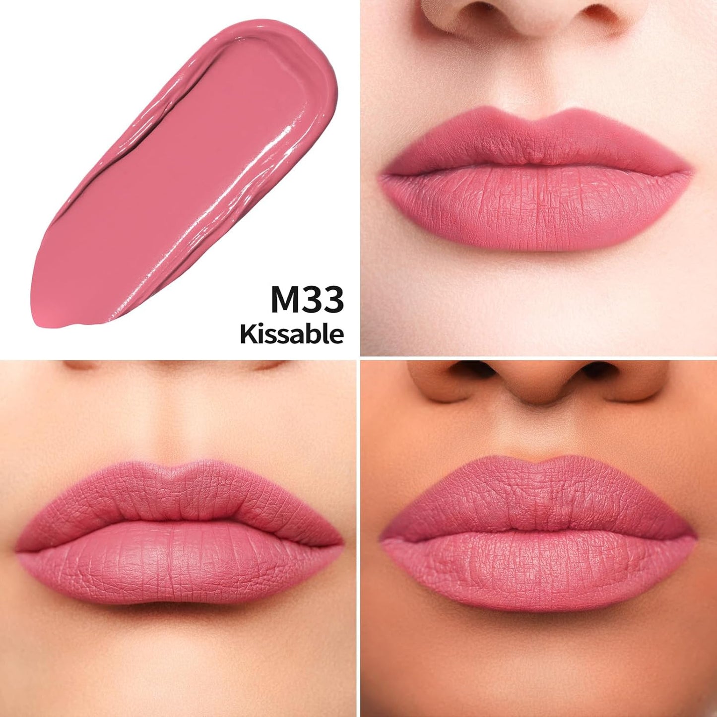 Oulac Matte Pink Lipstick for Women, Long Lasting Liquid Lip Stick High Impact Lip Gloss Full Coverage Lip Makeup with Vitamin E Waterproof Formula,Vegan M33