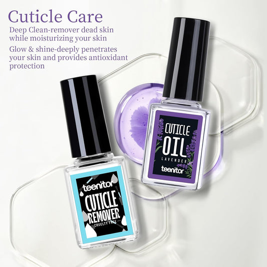 Teenitor Nail Files and Buffers, Cuticle Remover, Nail Care Kit, Nail File, Cuticle Softener, Cuticle Oil, Cuticle Pusher, Cuticle Peeler Scraper, Cuticle Remover Liquid, Nail File Kit Lavender