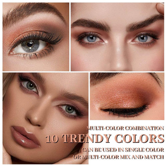 All-in-one Disk Conceal Contour Eyeshadow Palette with Mirror-10 Colors Highly Pigmented Matte Shimmer Primer Powder Makeup-Warm Nude Bronze Neutral Shadows 04#