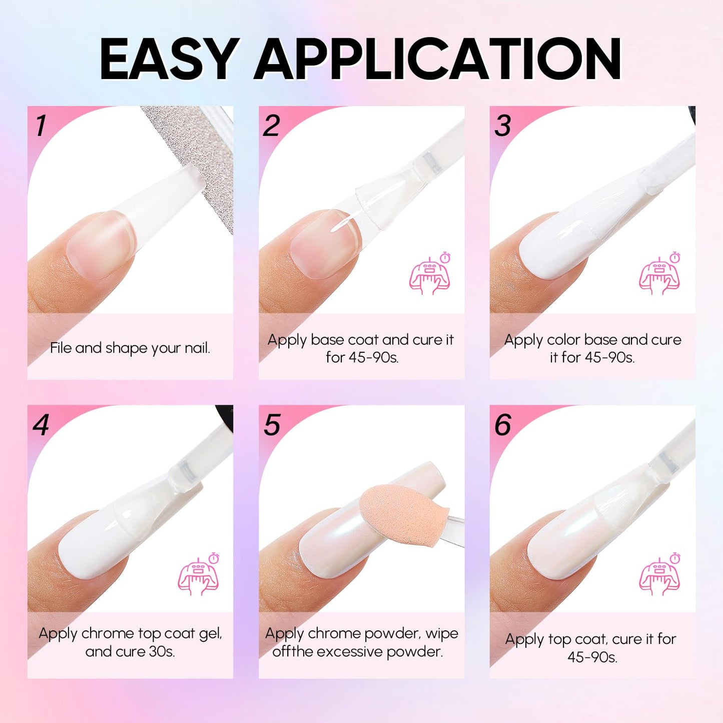 AIMEILI Pearl Chrome Nail Powder, Vegan, Cruelty Free, 12 Colors Aurora Metallic Holographic Mirror Effect Nail Art Pigment Iridescent Shell Glitter Nail Art