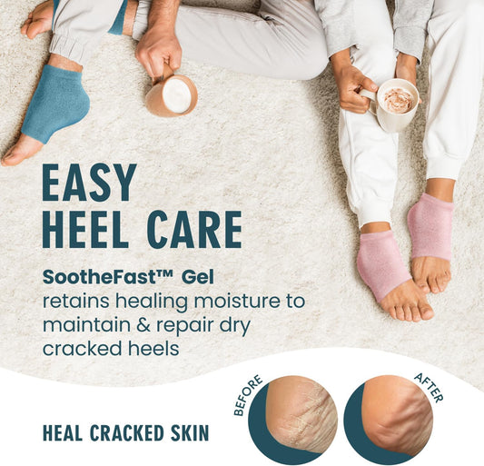 Dr. Frederick's Original Moisturizing Fuzzy Heel Socks - 2 Pairs - Cozy Gel-Lined Sleep Socks for Women & Men - Soothes Dry, Cracked Feet - Heel Repair - Teal Tranquility