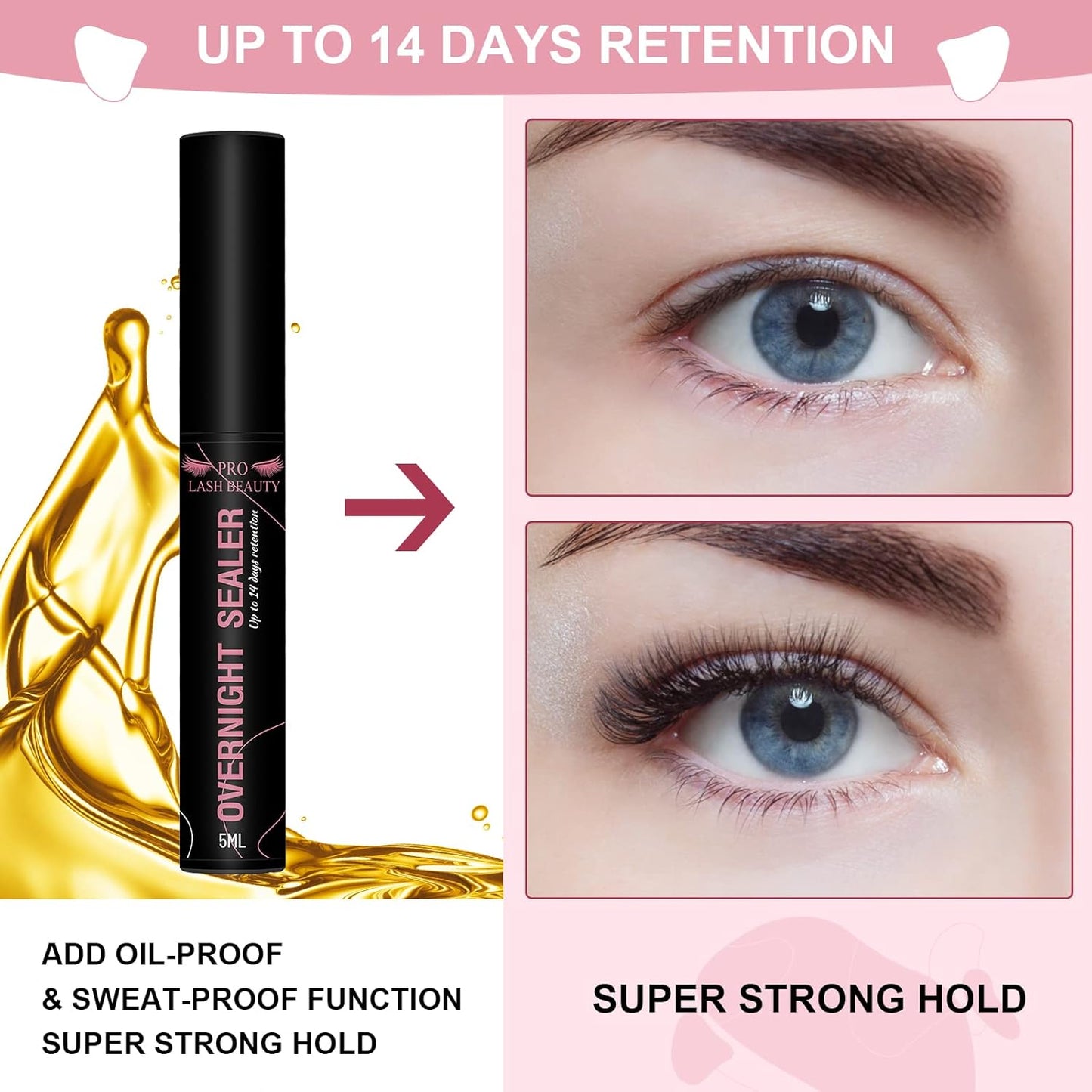 Lash Clusters Overnighter Lash Sealer for Cluster Lashes DIY Lash Extension Overnight Sealer Extend Lash Wear Up to 14 Days Lash Sealer Long Lasting Easy to Remove 5ml Black