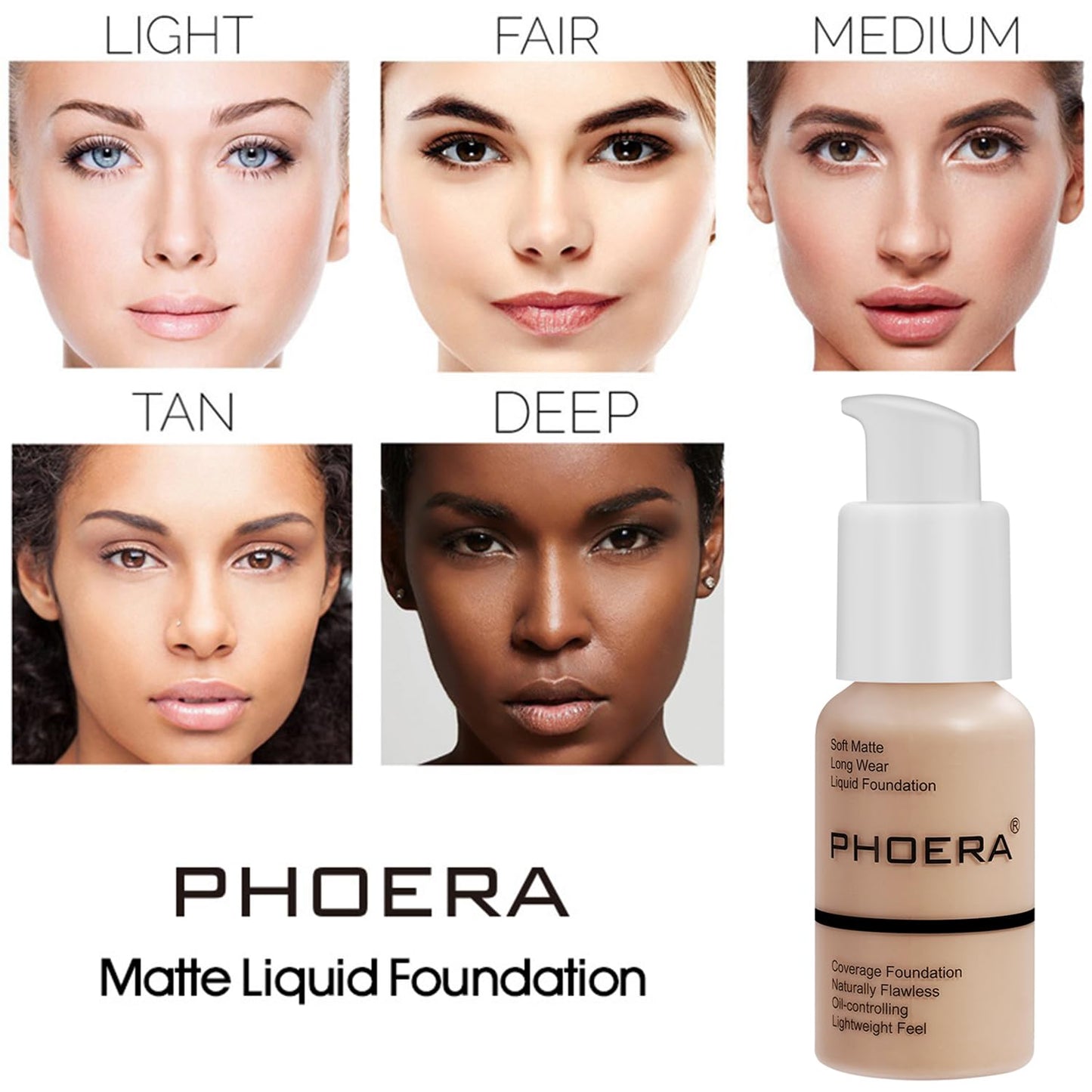 PHOERA Foundation Full Coverage,3Pcs Lip Liner and Lipstick Set Chestnut Nude Brown for Matte Finish,PHOERA Makeup Wrinkles Matte Natural Finish for a Flawless Complexion(104-Buff Beige+Lip SetA)