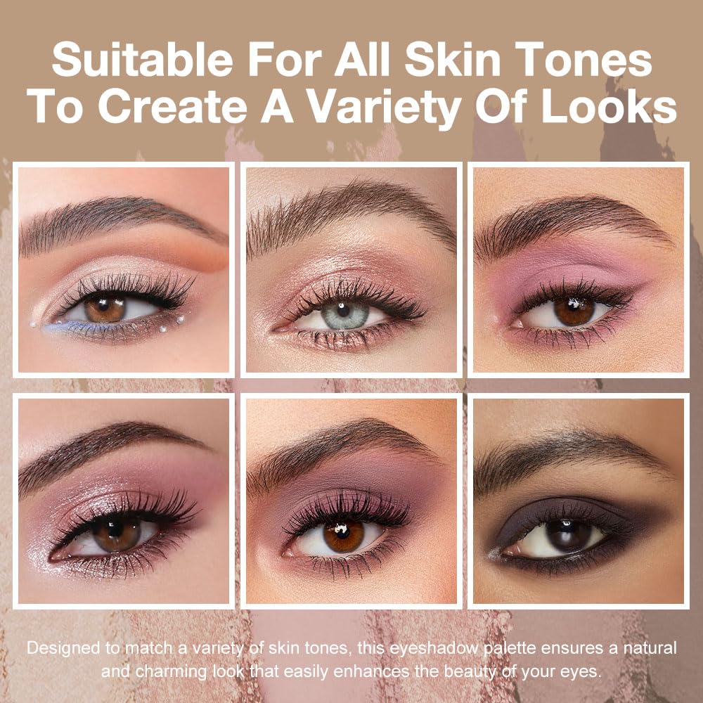 Kaely 6 Colors Mini Pink Eye Shadow Palette Makeup, Neutral Matte Shimmer Eyeshadow Palette for Older Women Highly Pigmented Waterproof, paleta de sombras de ojos, Vegan & Cruelty-free, 07