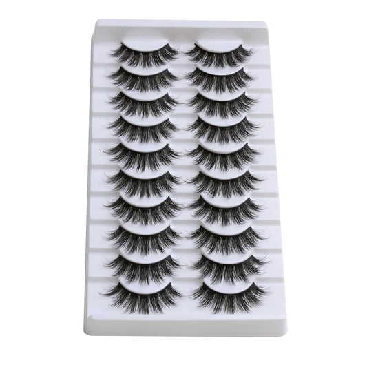 SUNWELL False Eyelashes 18mm Mink Lashes 8D Fluffy Faux Mink Lashes Strip Eye Lashes Soft Reusable Full Volume Fake Eyelashes 10 Pairs Pack