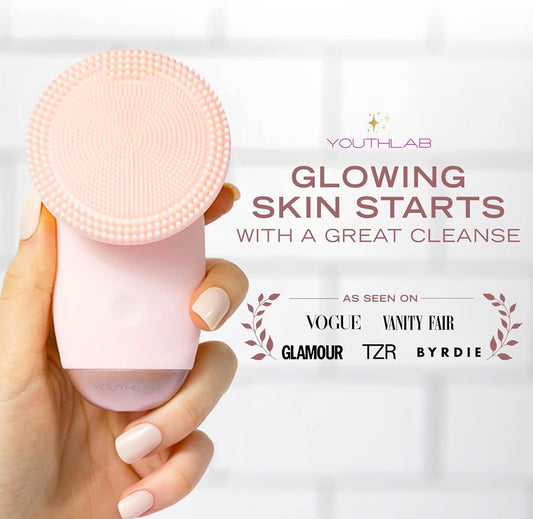 SoniGlow Silicone Facial Cleansing Brush – Electric Vibrating Skincare Scrubber Tool for Deep Pore Cleansing, Gentle Massage, Makeup Removal, Waterproof and Rechargeable (Pink)