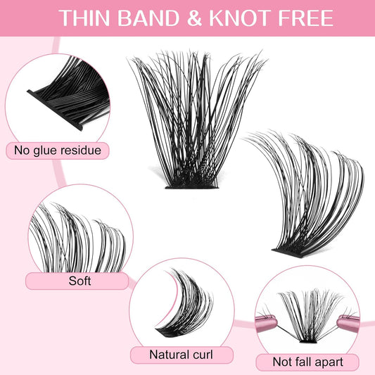 280 Pcs Individual Lashes 60D+80D Mixed 0.05 Lash Clusters 14 Rows that Look Like Eyelash Extensions DIY Lash Extension Self Application At Home (60+80-C-9-16mix)