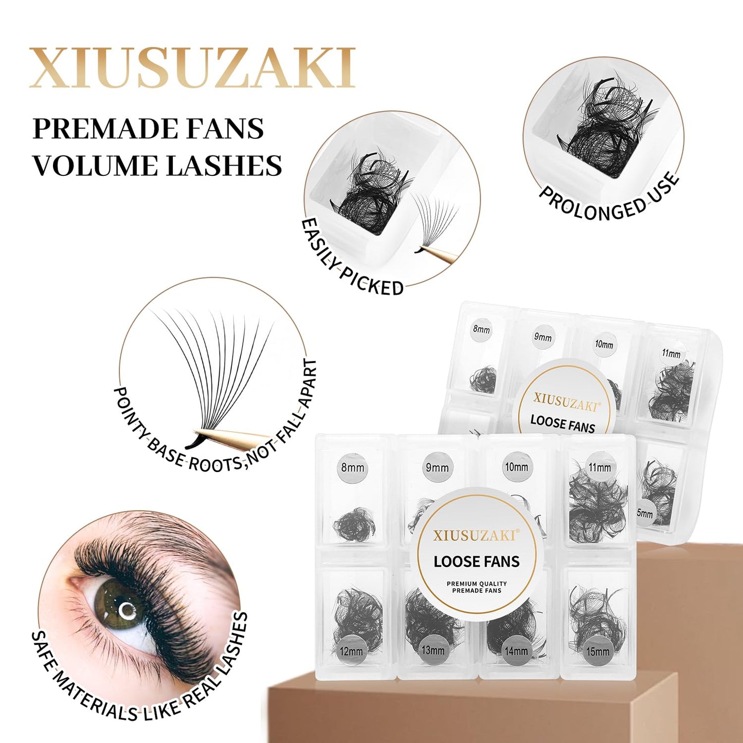 Premade Fans Eyelash Extensions 600 Fans 16D Volume Lash Extensions 0.07 Thickness Eyelash Extension D Curl Premade Lash Fans Mix 8-15mm Fluffy Soft Handmade Loose Fan(600Fans-16D-0.07-D,8-15mm)