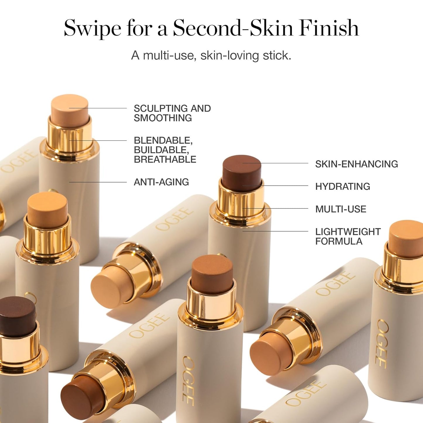 Ogee Sculpted Complexion Foundation Stick (Palmetto 2.80N - Medium Light Tan, Olive Undertones) Full Coverage Foundation Makeup - Instantly Balance & Even Complexion - 70% Organic Ingredients
