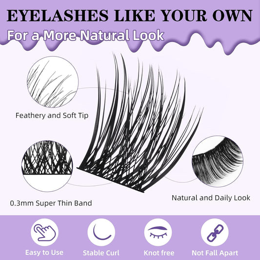 B&Qaugen Lash Clusters Kit Natural Lash Extension Kit for Beginners Z14 156 PCS Wispy Eyelash Extension Kit 8-18 Mixed Cluster Eyelash Extensions Kit D Curl Diy Lash Extension Kit at Home（kit，Z14）
