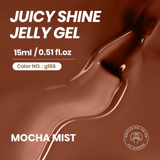 Beetles Brown Gel Nail Polish - 15ML Mocha Brown Jelly Natural Fall Gel Polish Nail Concealer Sheer Translucent Effect Soak Off UV Mocha Mist Collection French Nail Art Manicure Gift for Women