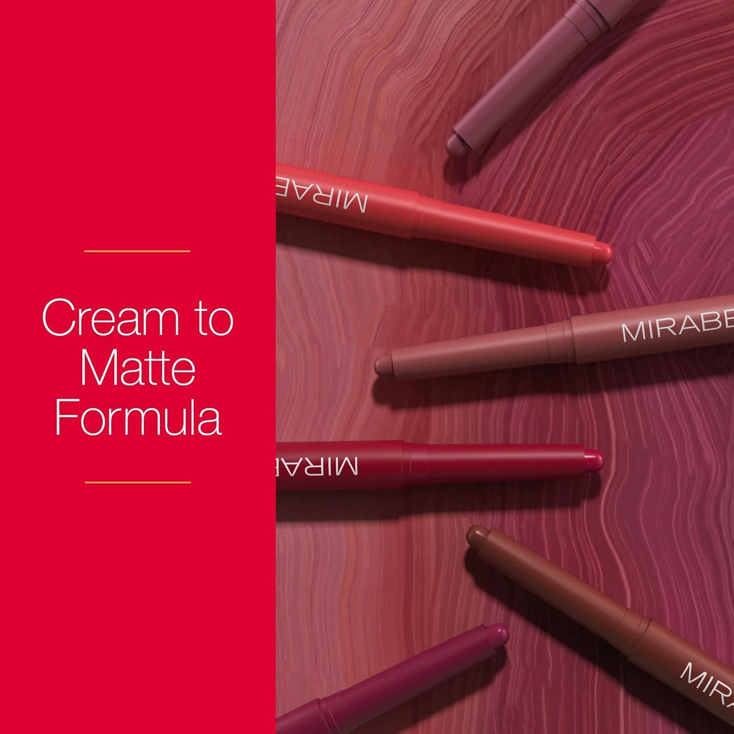 Mirabella - Velvet Matte Lip Crayon, Retractable Highly-Pigmented 2-in-1 Makeup, Long-Lasting Hydrating Lipstick Crayon + Lip Liner, Moisturizing Cream-to-Matte Lipcare Formula, Gameday Red