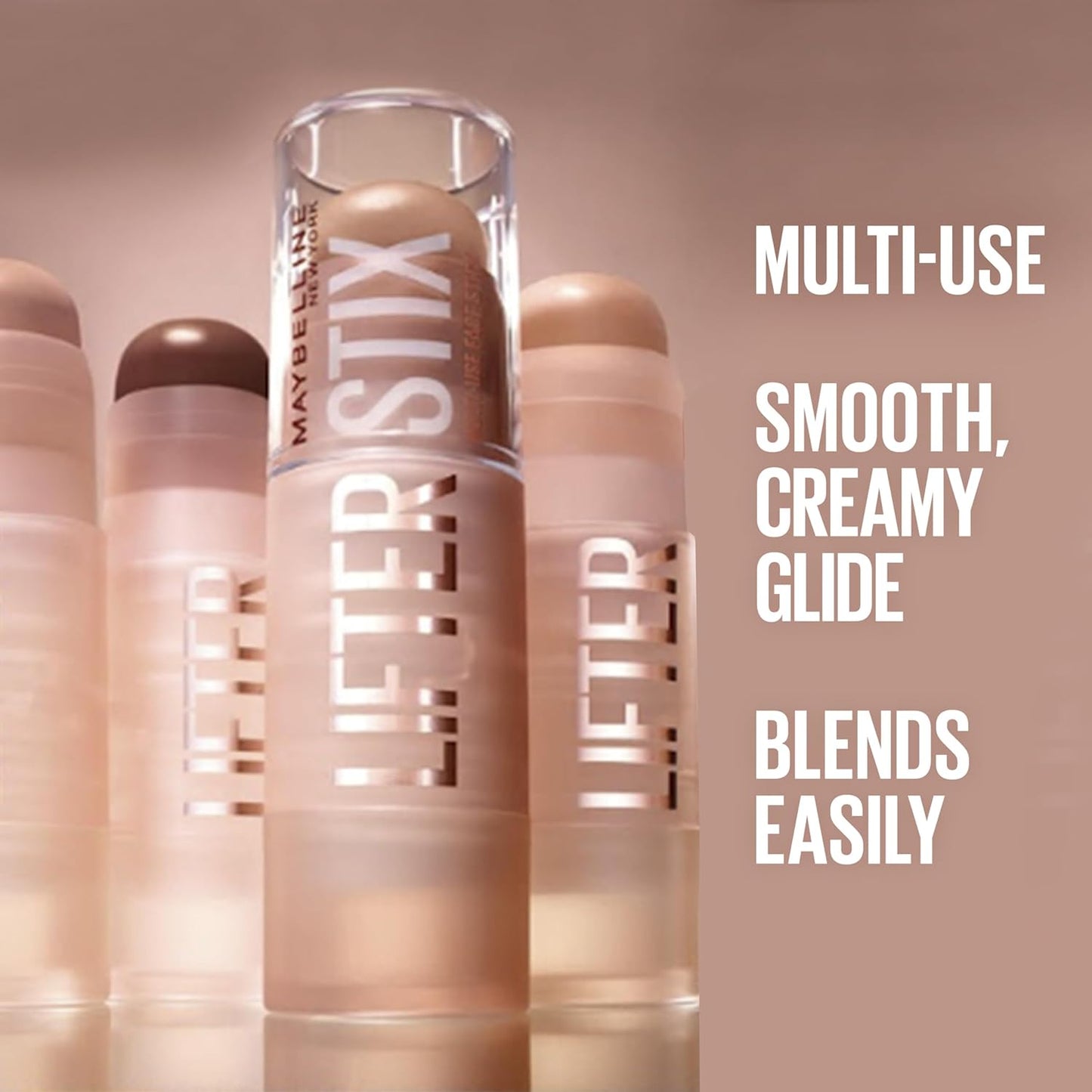 Maybelline Lifter Stix Multi-Use Face Stick - Contour, Bronzer, Concealer and Foundation Stick, All-In-One Creamy Face Makeup with Cranberry Seed Oil, 80, 1 Count