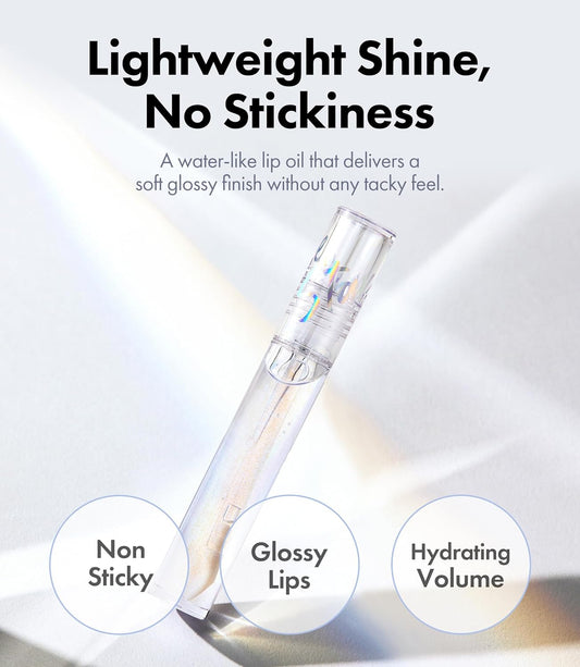 Rouge Star Glossy Lip Oil - Hydrating Lip Gloss - Non-Sticky Shine with Argan Oil & Vitamin - Deep Moisturization & Lip Softening 0.14 oz (Glossy Lip Oil)